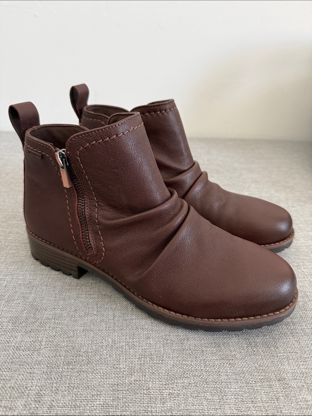 Clarks Brown Leather Aspra waterproof Ankle Booties